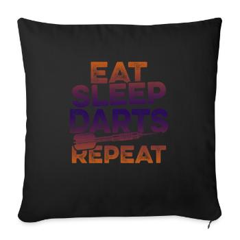 manger des fléchettes de sommeil répéter - Housse de coussin décorative 45 x 45 cm - noir - Devant