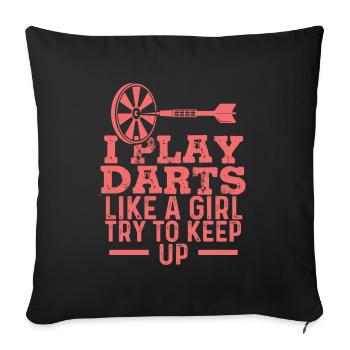 darts saying funny - Sofa pillowcase 17,3'' x 17,3'' (45 x 45 cm) - black - Front