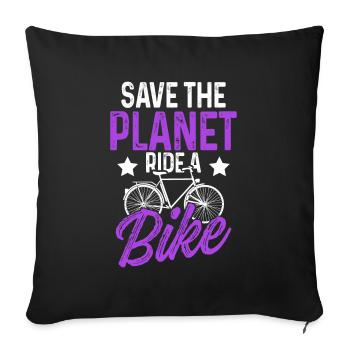 sauver la planète vélo - Housse de coussin décorative 45 x 45 cm - noir - Devant