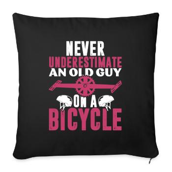 old man bike - Sofa pillowcase 17,3'' x 17,3'' (45 x 45 cm) - black - Front