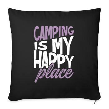 camping happy place - Sofakissenbezug 45 x 45 cm - Schwarz - Vorne