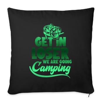 slogan de camping - Housse de coussin décorative 45 x 45 cm - noir - Devant