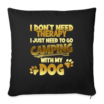 camping dog therapy - Sofa pillowcase 17,3'' x 17,3'' (45 x 45 cm) - black - Front
