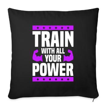 puissance de fitness d’entraînement - Housse de coussin décorative 45 x 45 cm - noir - Devant