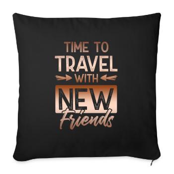 time to travel - Sofa pillowcase 17,3'' x 17,3'' (45 x 45 cm) - black - Front