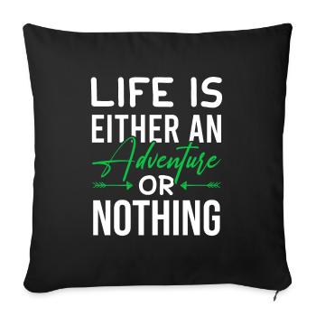voyage d’aventure - Housse de coussin décorative 45 x 45 cm - noir - Devant