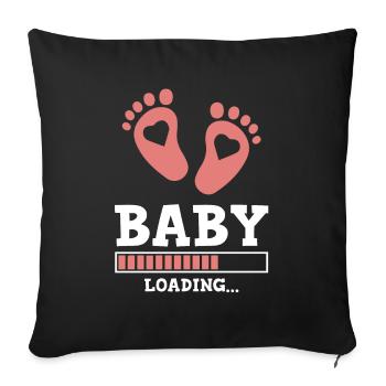 slogan de chargement de bébé - Housse de coussin décorative 45 x 45 cm - noir - Devant
