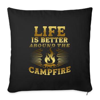 campfire camp - Sofa pillowcase 17,3'' x 17,3'' (45 x 45 cm) - black - Front