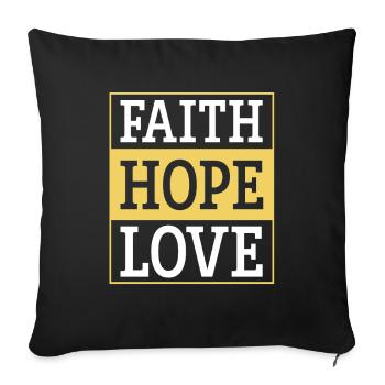 faith hope love - Sofa pillowcase 17,3'' x 17,3'' (45 x 45 cm) - black - Front