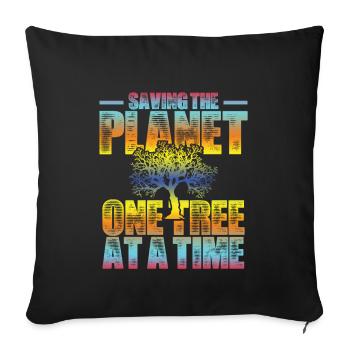 sauver l’arbre de la planète - Housse de coussin décorative 45 x 45 cm - noir - Devant