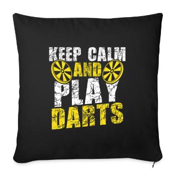 keep calm dart game - Sofa pillowcase 17,3'' x 17,3'' (45 x 45 cm) - black - Front