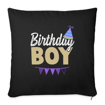 anniversaire de jeune garçon - Housse de coussin décorative 45 x 45 cm - noir - Devant