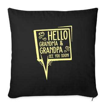 opa grand-mère bébé - Housse de coussin décorative 45 x 45 cm - noir - Devant