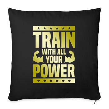 puissance de fitness d’entraînement - Housse de coussin décorative 45 x 45 cm - noir - Devant