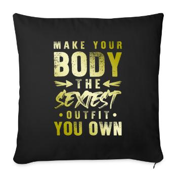 fitness corporel sexy - Housse de coussin décorative 45 x 45 cm - noir - Devant