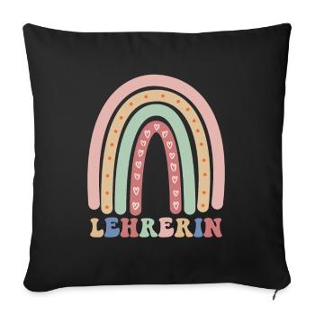Klassenlehrerin Vintage Regenbogen Lehrerin - Sofakissenbezug 45 x 45 cm - Schwarz - Vorne