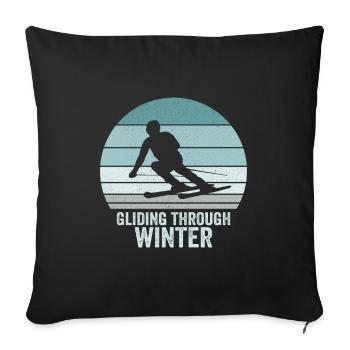 Glisse à travers Winter Skier Vintage Ski - Housse de coussin décorative 45 x 45 cm - noir - Devant