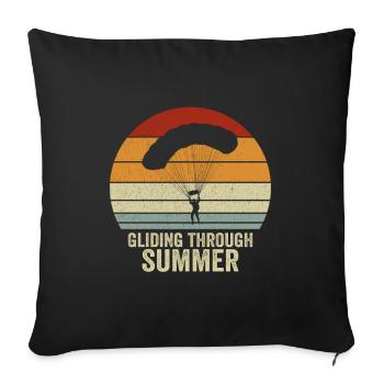 Parapente à travers les parapentes vintage d’été - Housse de coussin décorative 45 x 45 cm - noir - Devant