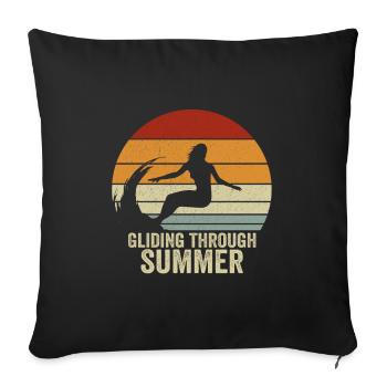 Surfez pendant l’été Vintage Surfing Girl - Housse de coussin décorative 45 x 45 cm - noir - Devant