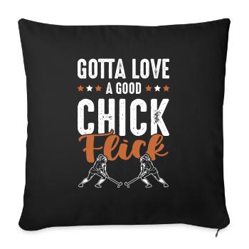 Fille de hockey sur gazon - Housse de coussin décorative 45 x 45 cm - noir - Devant
