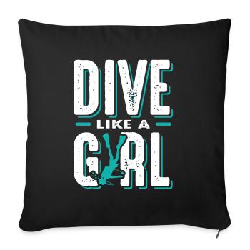 Diver Girl - Sofa pillowcase 17,3'' x 17,3'' (45 x 45 cm) - black - Front
