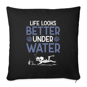 Diving underwater - Sofa pillowcase 17,3'' x 17,3'' (45 x 45 cm) - black - Front