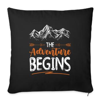 Adventure begins Climbing - Sofa pillowcase 17,3'' x 17,3'' (45 x 45 cm) - black - Front