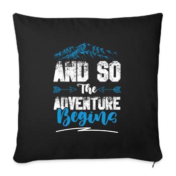 Adventure begins Climbing - Sofa pillowcase 17,3'' x 17,3'' (45 x 45 cm) - black - Front