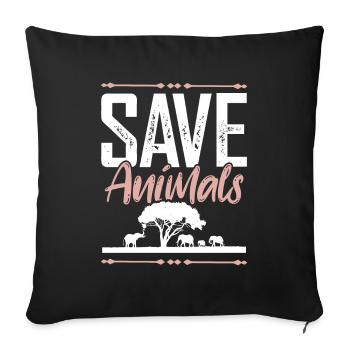 Animal welfare slogan - Sofa pillowcase 17,3'' x 17,3'' (45 x 45 cm) - black - Front