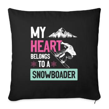 My heart belongs to a snowboarder - Sofa pillowcase 17,3'' x 17,3'' (45 x 45 cm) - black - Front