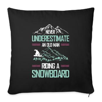Snowboarder Old Man - Sofa pillowcase 17,3'' x 17,3'' (45 x 45 cm) - black - Front