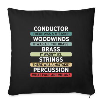 Funny conductor and orchestra - Sofa pillowcase 17,3'' x 17,3'' (45 x 45 cm) - black - Front