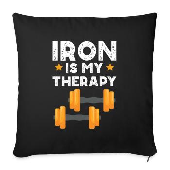 Fitness Therapy Saying - Sofa pillowcase 17,3'' x 17,3'' (45 x 45 cm) - black - Front
