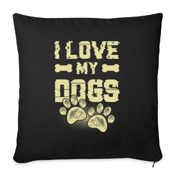 J’aime mes chiens - Housse de coussin décorative 45 x 45 cm - noir - Devant