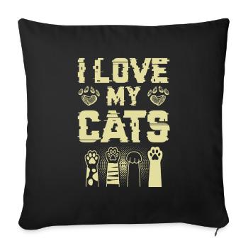 I Love my Cats - Sofa pillowcase 17,3'' x 17,3'' (45 x 45 cm) - black - Front