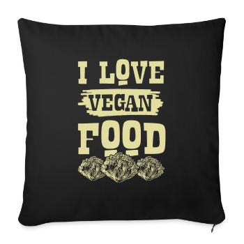 I Love Vegan - Sofa pillowcase 17,3'' x 17,3'' (45 x 45 cm) - black - Front