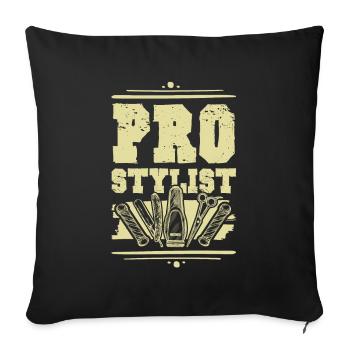 Dicton styliste professionnel - Housse de coussin décorative 45 x 45 cm - noir - Devant