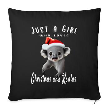 Juste une fille qui aime Noël et les koalas - Housse de coussin décorative 45 x 45 cm - noir - Devant
