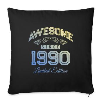 1990 awesome since - Sofa pillowcase 17,3'' x 17,3'' (45 x 45 cm) - black - Front