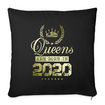 Reines nées en 2020 - Housse de coussin décorative 45 x 45 cm - noir - Devant