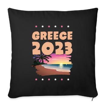 Grèce 2023 - Housse de coussin décorative 45 x 45 cm - noir - Devant