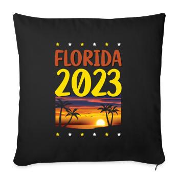 Florida 2023 - Sofa pillowcase 17,3'' x 17,3'' (45 x 45 cm) - black - Front