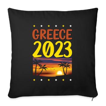 Greece 2023 - Sofa pillowcase 17,3'' x 17,3'' (45 x 45 cm) - black - Front