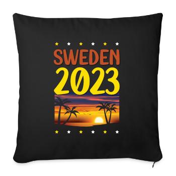 Suède 2023 - Housse de coussin décorative 45 x 45 cm - noir - Devant