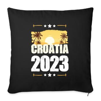 Croatie 2023 - Housse de coussin décorative 45 x 45 cm - noir - Devant
