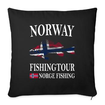 Norway fishing Norway Flag - Sofa pillowcase 17,3'' x 17,3'' (45 x 45 cm) - black - Front