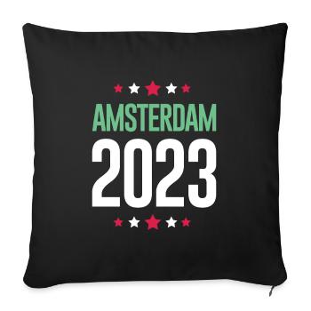 Amsterdam 2023 - Sofa pillowcase 17,3'' x 17,3'' (45 x 45 cm) - black - Front