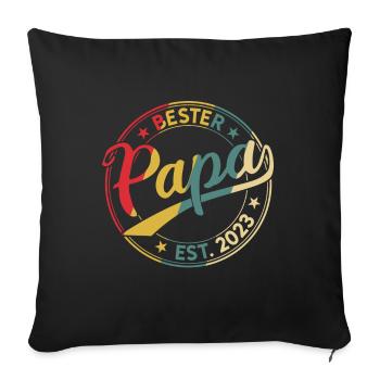 Bester Papa Est. 2023 seit 2023 Retro Papa 2023 - Sofakissenbezug 45 x 45 cm - Schwarz - Vorne