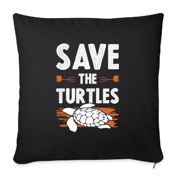 Animal welfare turtle - Sofa pillowcase 17,3'' x 17,3'' (45 x 45 cm) - black - Front