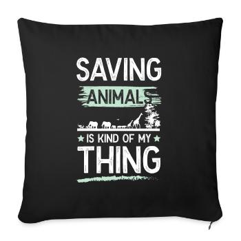 Animal welfare funny saying - Sofa pillowcase 17,3'' x 17,3'' (45 x 45 cm) - black - Front
